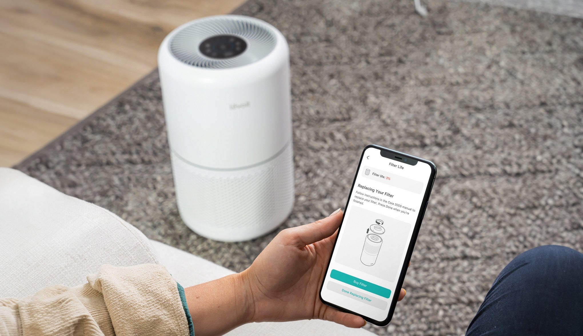 Air purifier Levoit Core 300S HEPA smog smoke smart wifi auto 50 m2 Power 15 W