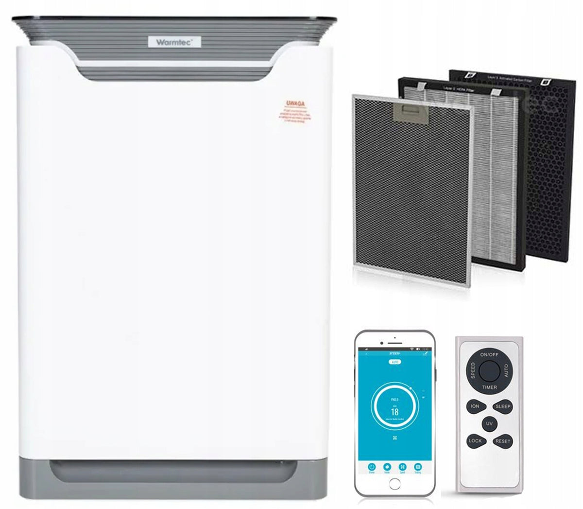 Air purifier with ionizer 8in1 80m2 quiet