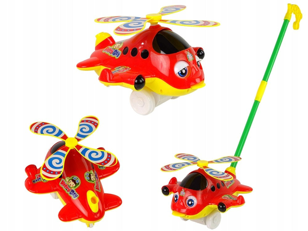 Airplane Pusher Stick Bell Red