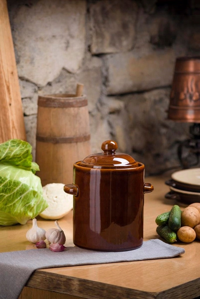 Airtight pot, stoneware, low-salt cucumbers, 1.8L Color brown