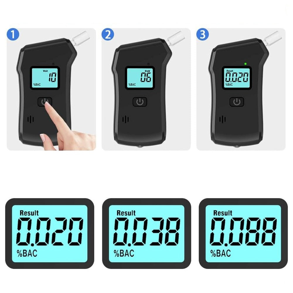 Alcohol Tester Breathalyzer 0-200mg/100ml Portable Digital 3s Fast Packaging status original