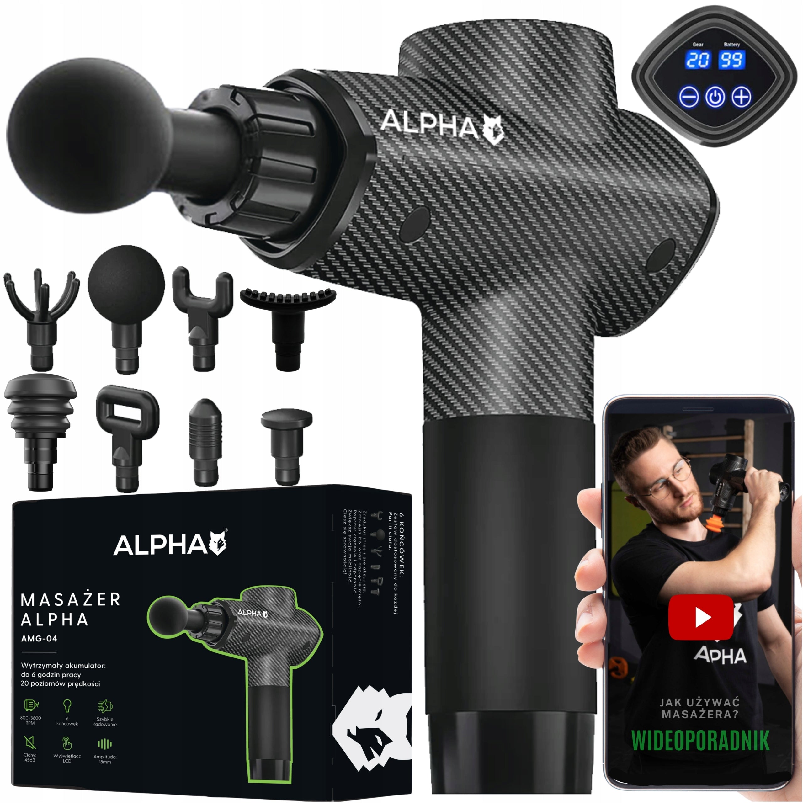 Alpha Massage Gun Ultra - 8in1 Back and Body Massager