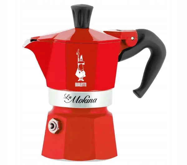 Aluminium coffee maker Bialetti Moka Express 6tz 300ml Red + 2 Cups