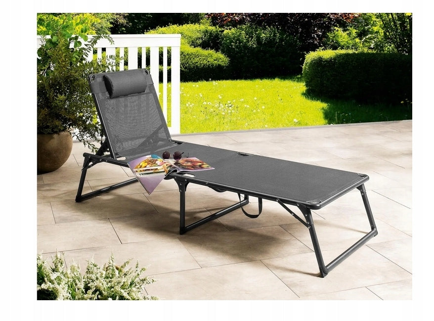 Aluminium sun lounger with headrest Livarno Home GREY ATLANTA PORTABLE Kind sunbed