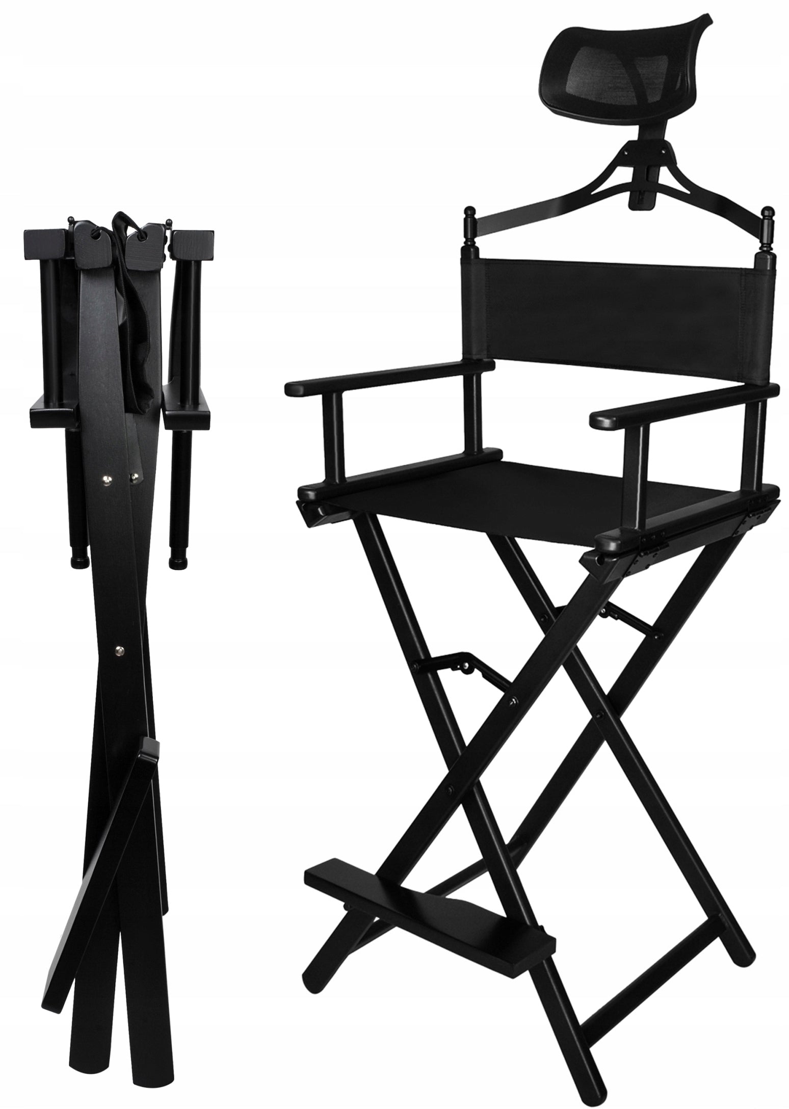 Aluminum Folding Chair With Make-Up Headrest Upholstery color black