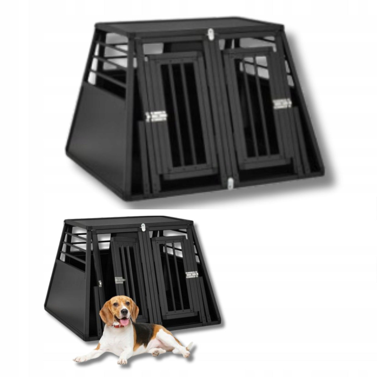 Aluminum dog cage for car trunk with partition large