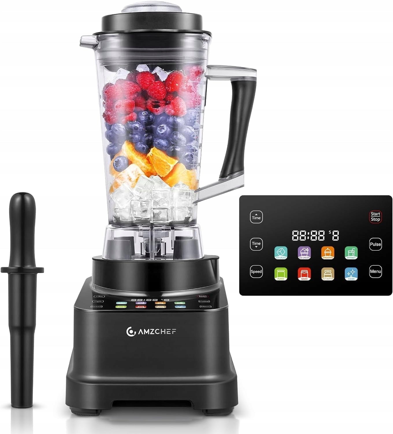 Amzchef Blender 2000W 2L Multifunctional Smoothie Ice Cream Automatic Cleaning