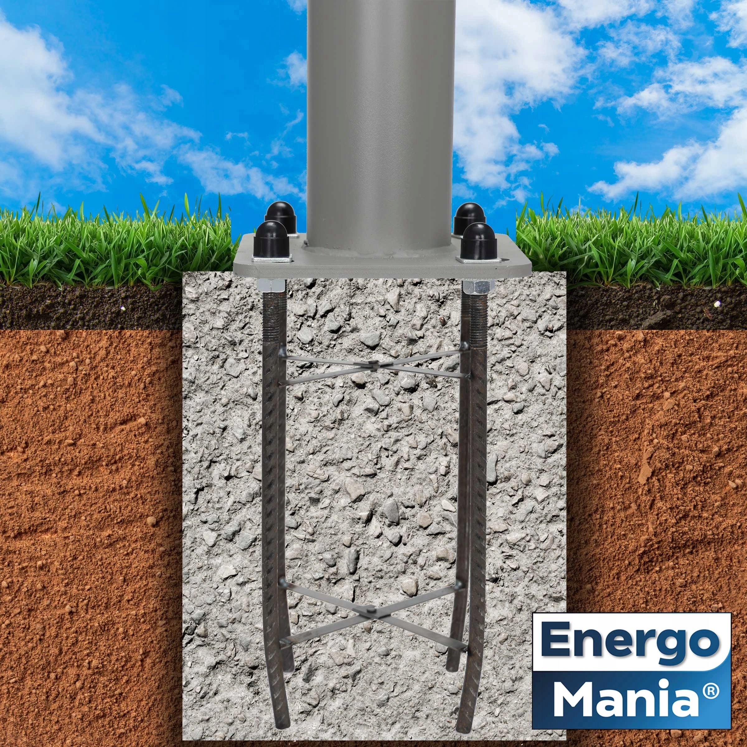 Anchor rebar foundation for pole StreetPole MAX 18x18cm H40cm B-50 Brand EnergoMania