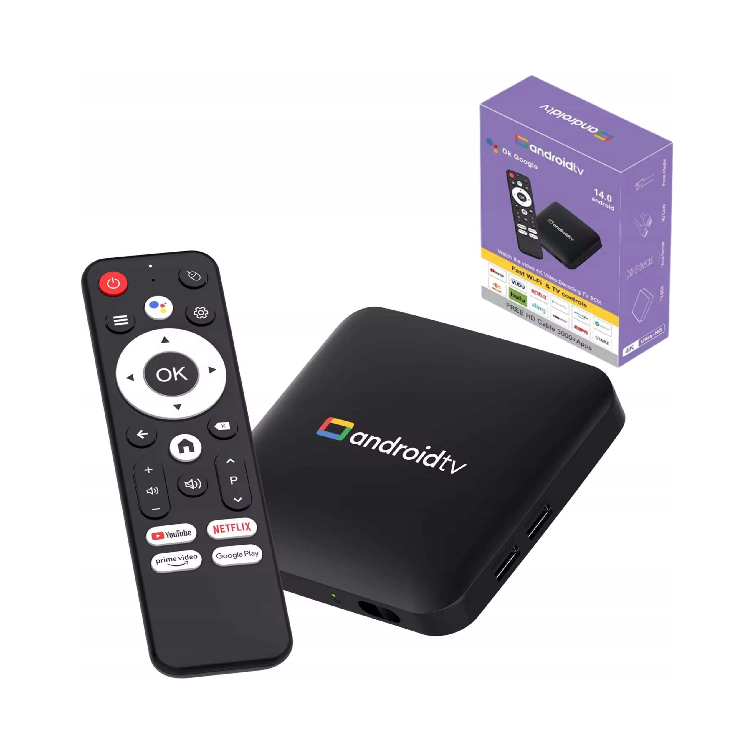 Android 14 16GB 4K media player with Bluetooth and WiFi