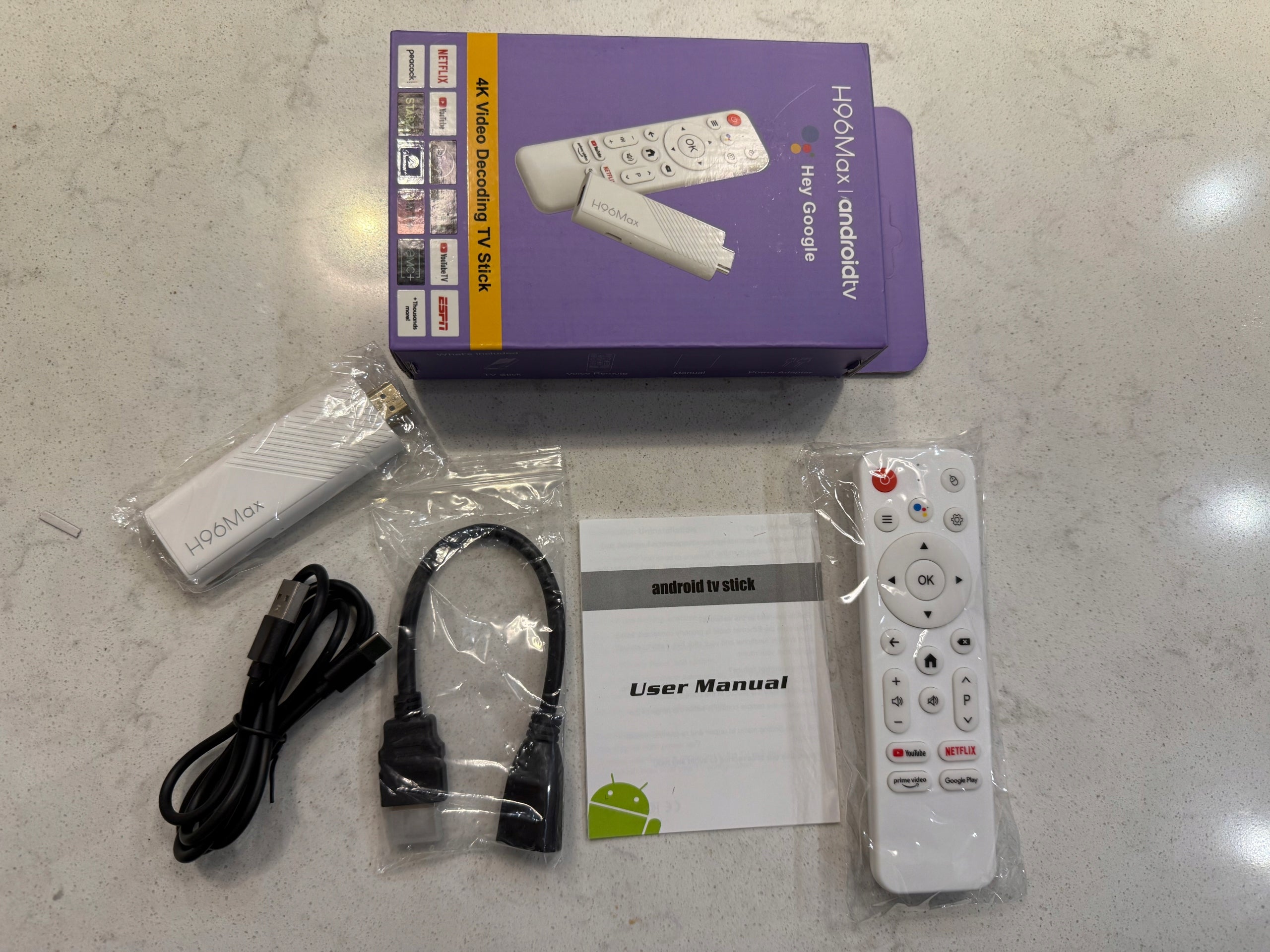 Android 14 Smart TV Stick WiFi Netflix 2/16GB H96 Media Player Packaging status original