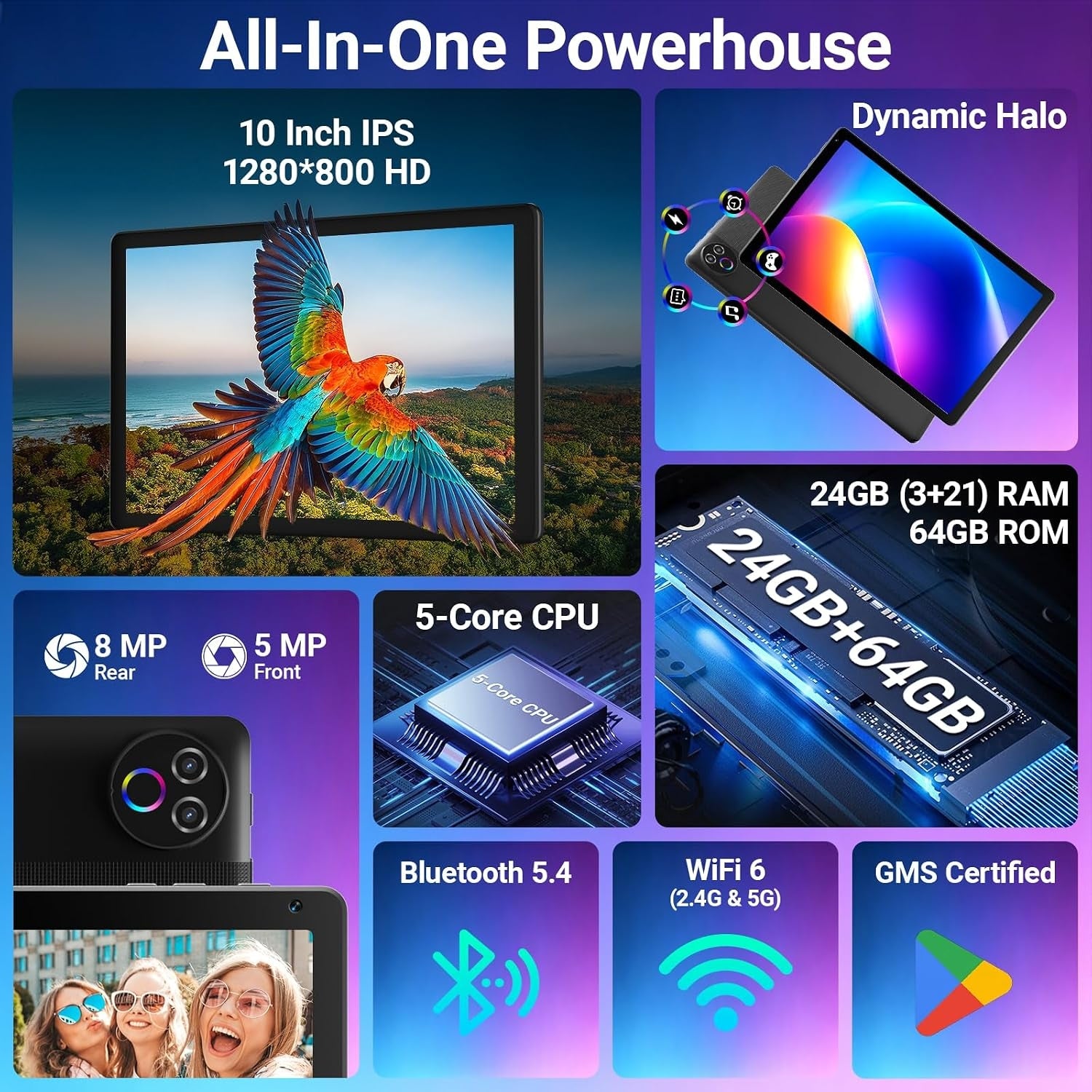 Android 16 Tablet 10" 20GB+64GB WiFi 6 HD IPS Fast WiFi 6 BT 5.4 for Study Packaging status original