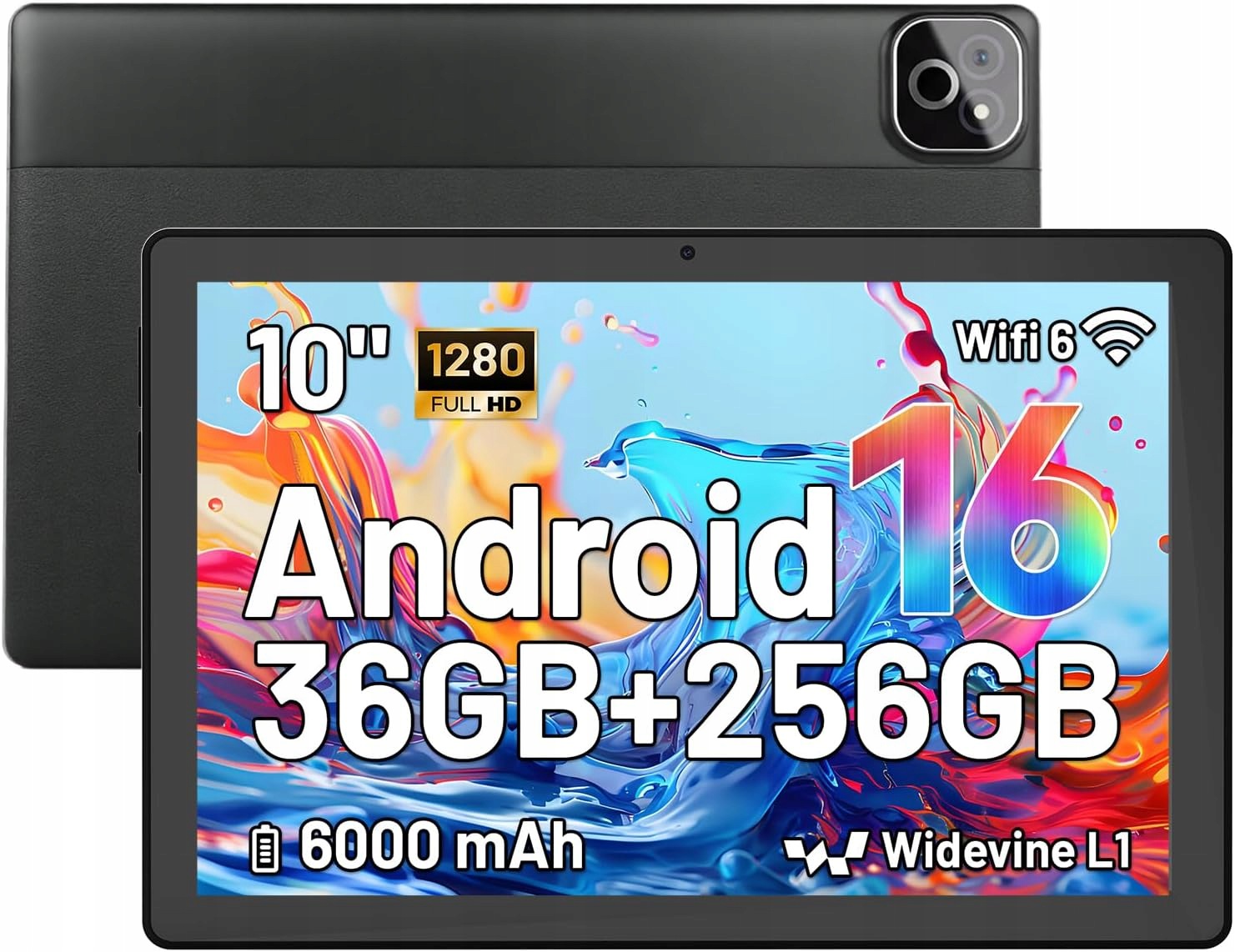Android 16 Tablet 10 inch 36GB+256GB+1TB Expand Octa-core 6000mAh BT WiFi 6