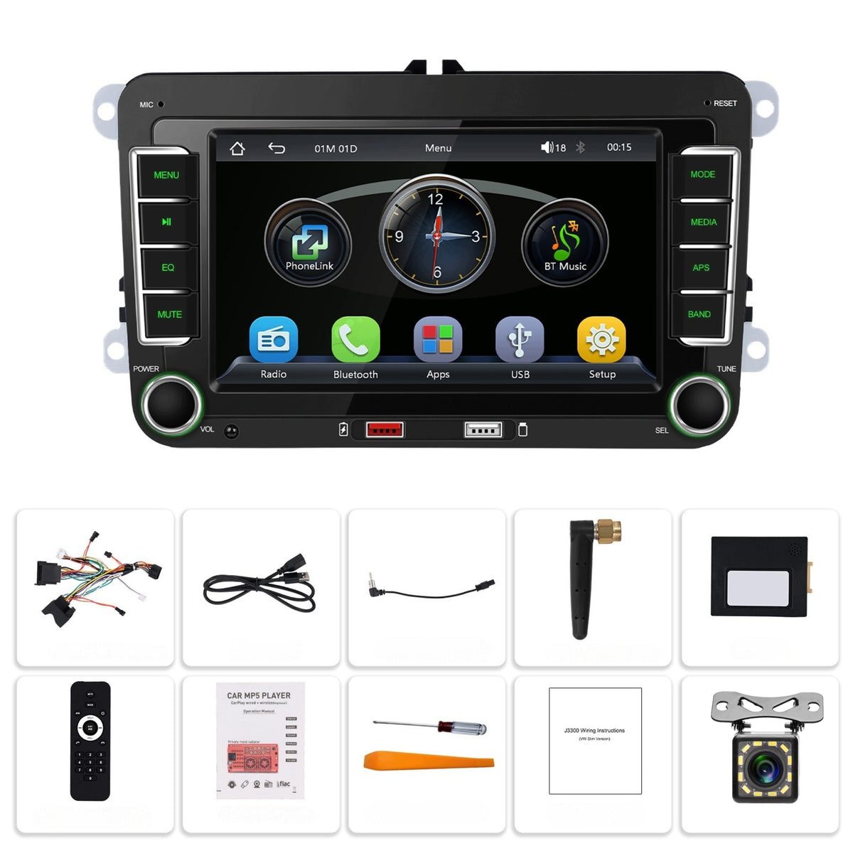 Android Auto CarPlay VW PASSAT CADDY GOLF TOURAN TOURAN Manufacturer code RADIO MP5 z CarPlay i Android Auto do VW, BT