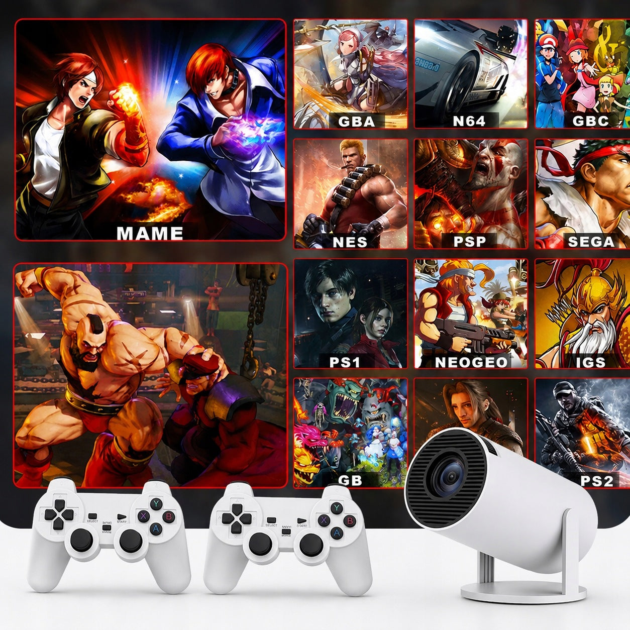 Android Projector Games Retro + 2 Pad 20000 Games Retro Console Ports HDMI USB headphones output