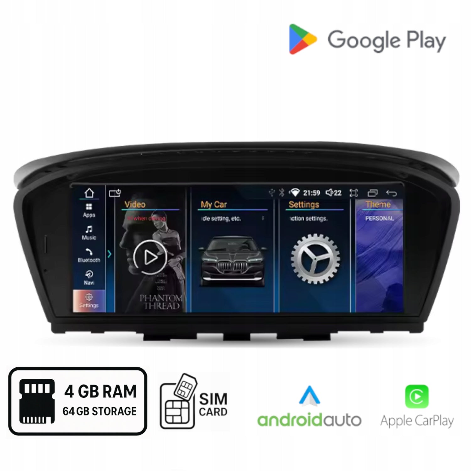 Android Radio for BMW E60 E90 CCC / Android Auto Carplay Wi-Fi SIM 4+64 GB