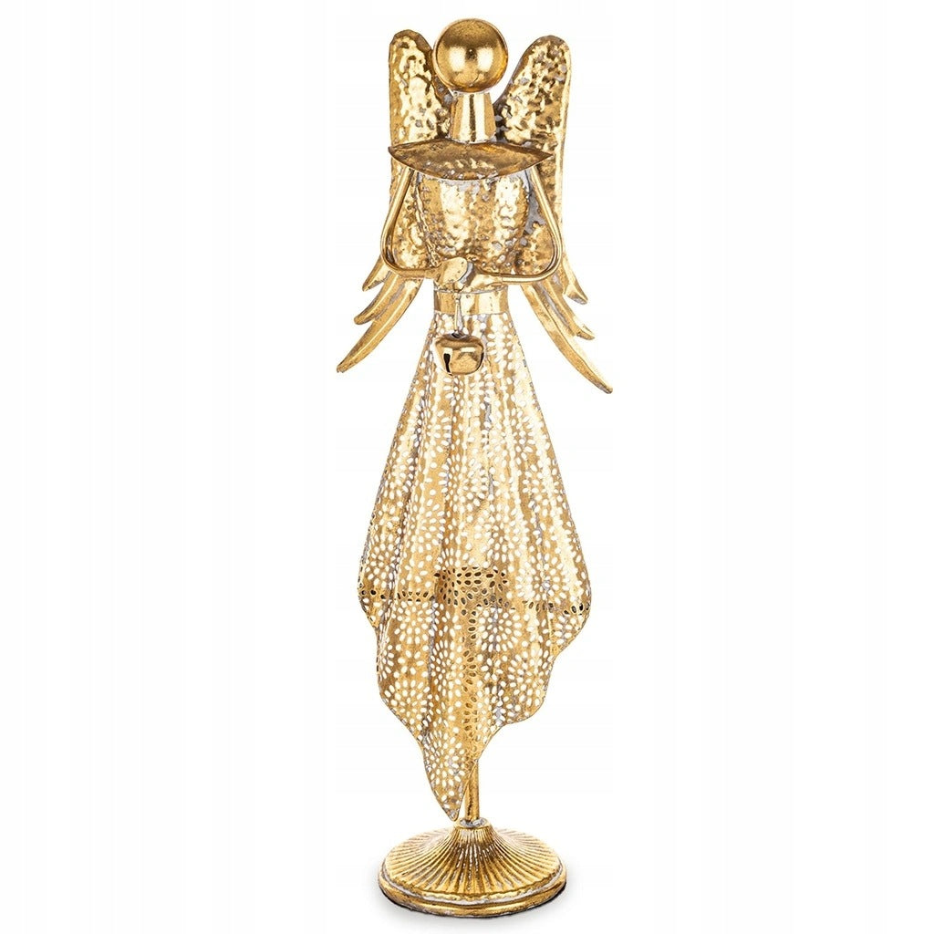 Angel metal gold on stand with Janissary in hands 67cm