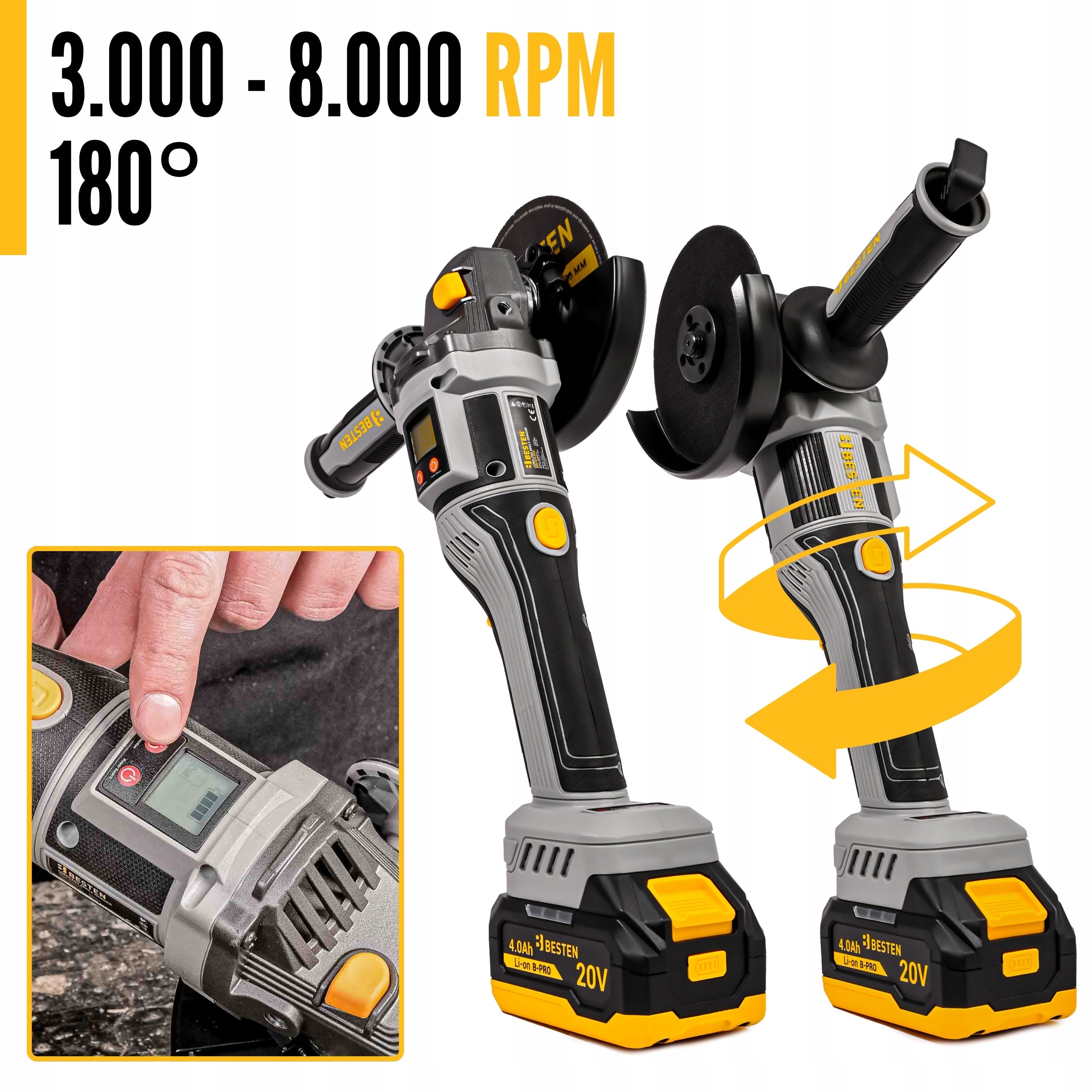 Angle Grinder Cordless Brushless Angle Diax 2XAku 4Ah Discs Number of batteries 2