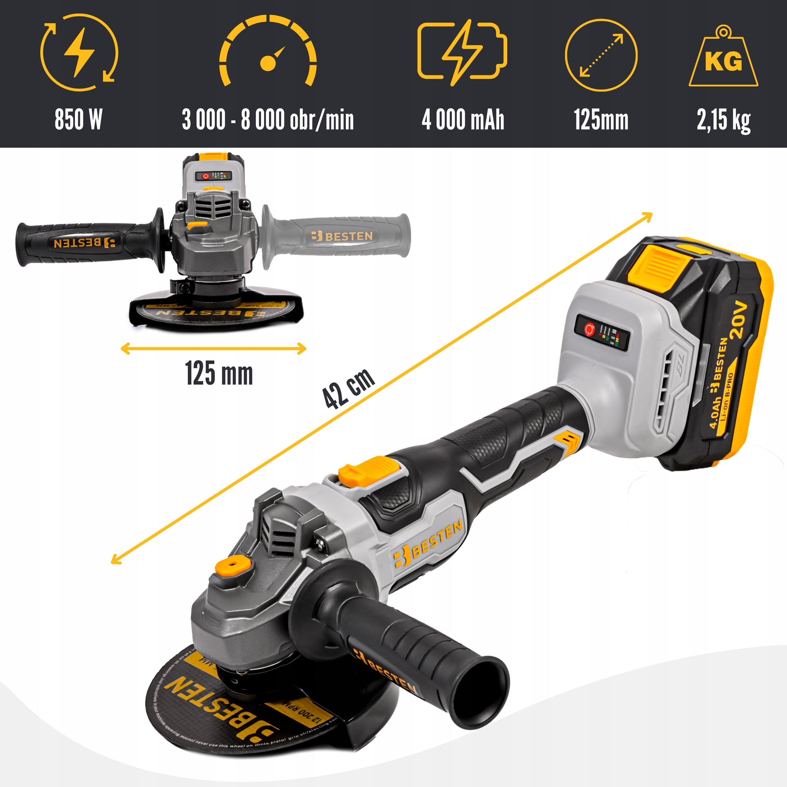 Angle Grinder Cordless Brushless Angle Diax 2XAku 4Ah SET Packaging status original