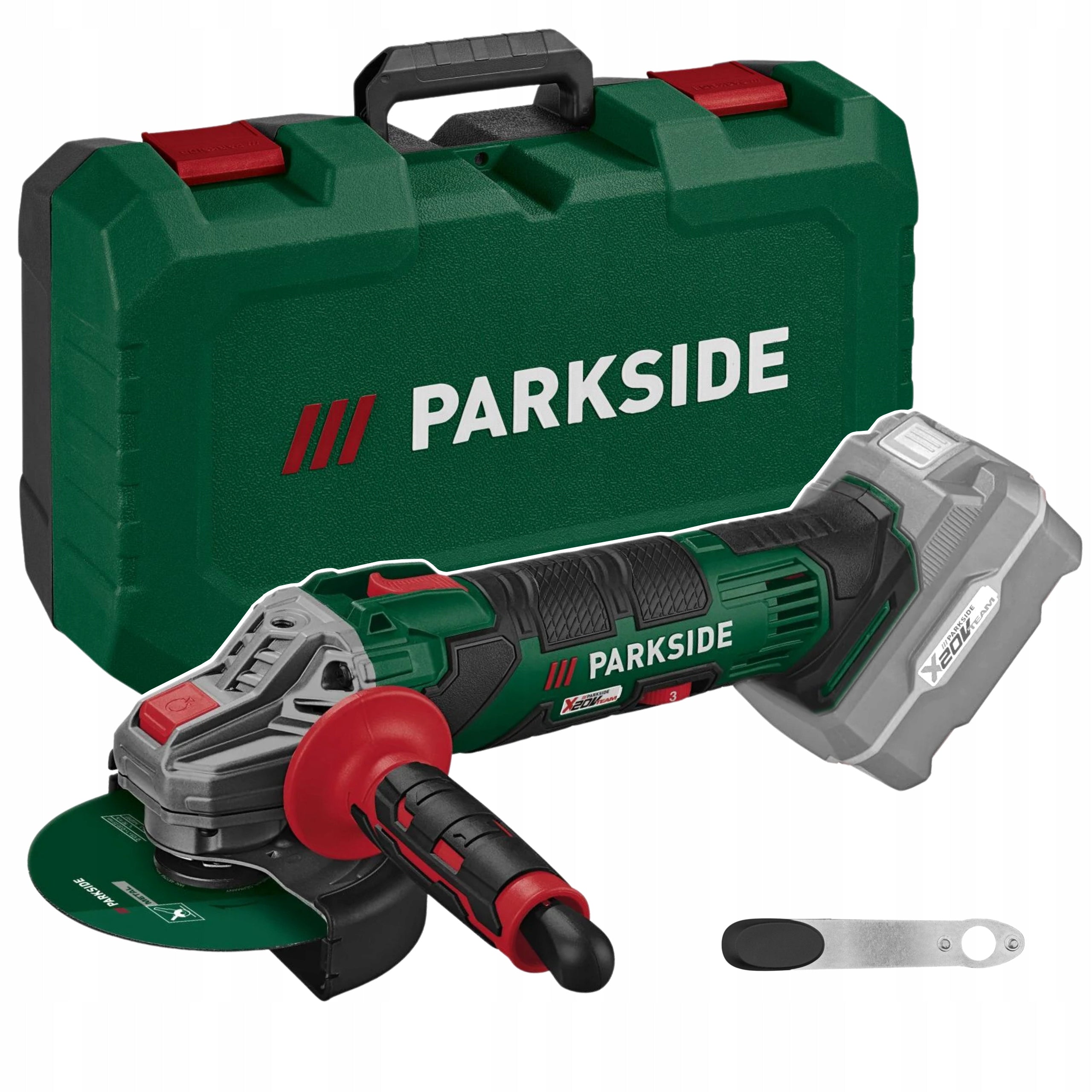 Angle grinder PARKSIDE PWSA 20-Li 20V Ø125mm Solo + SHIELD + SUITCASE