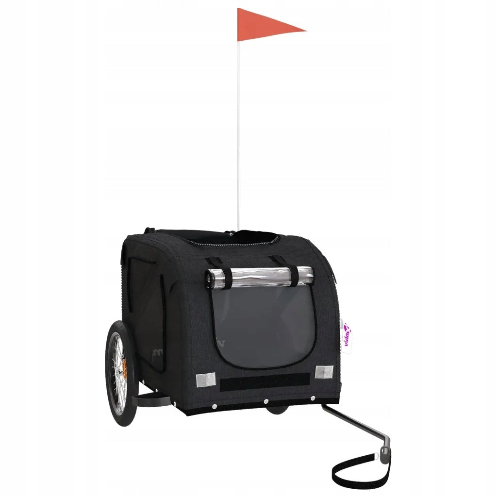 Animal Bicycle Trailer with Oxford Fabric and Iron Frame, Black, Brand no brand