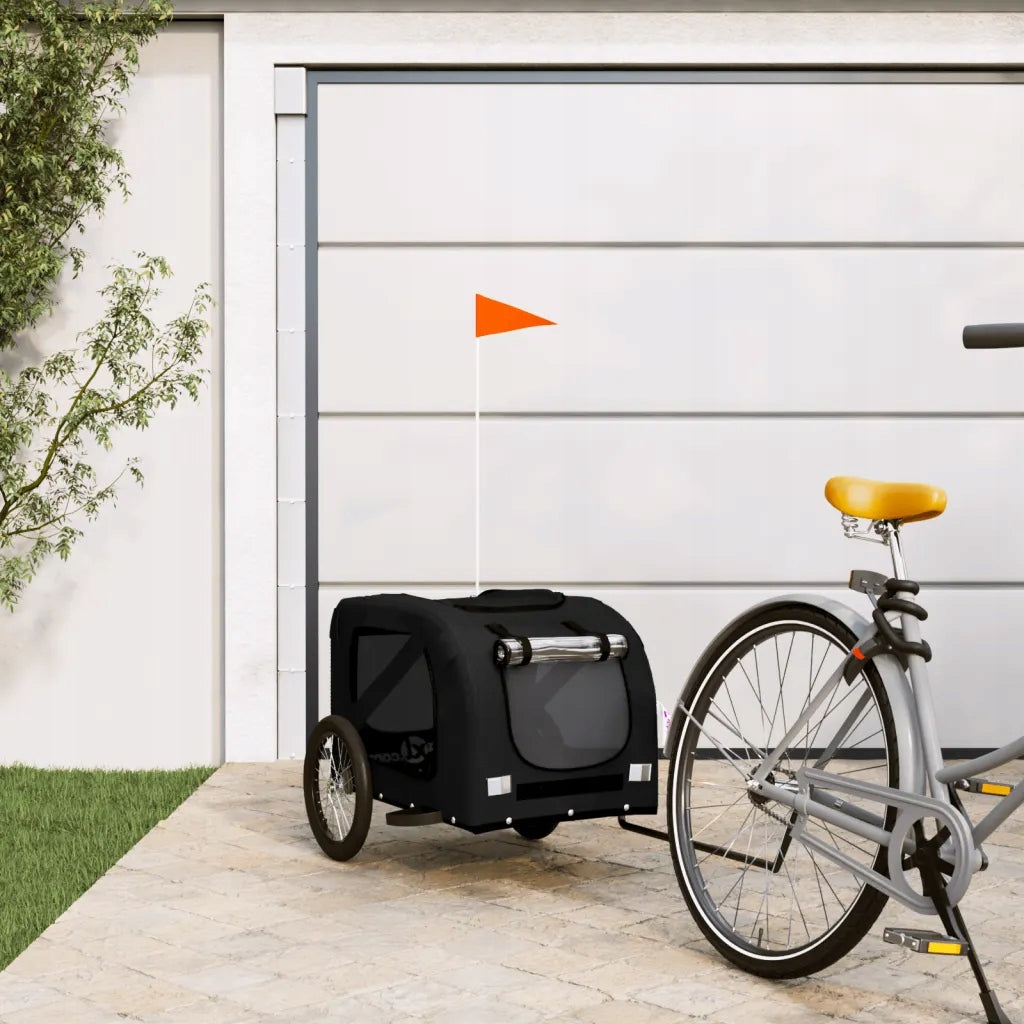 Animal Bicycle Trailer with Oxford Fabric and Iron Frame, Black, Packaging status original