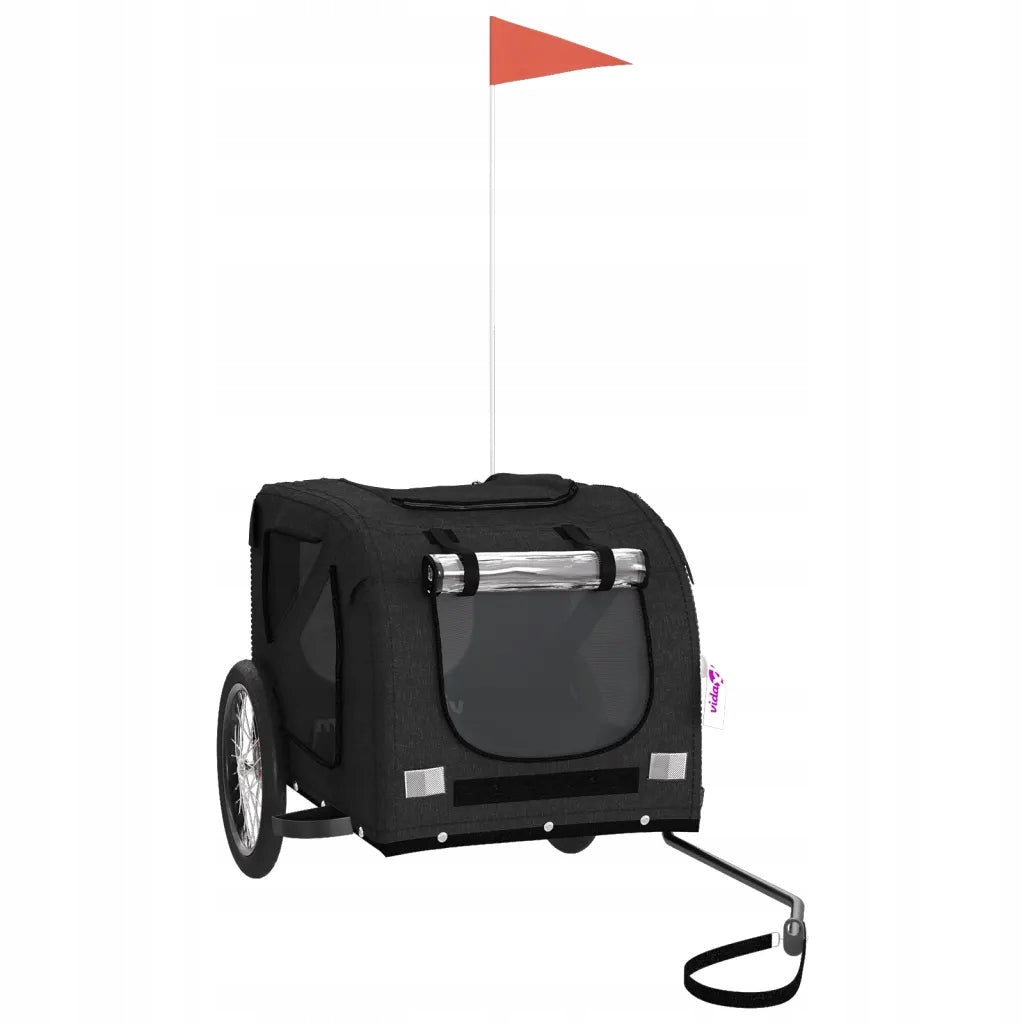 Animal Bicycle Trailer with Oxford Fabric and Iron Frame, Black,