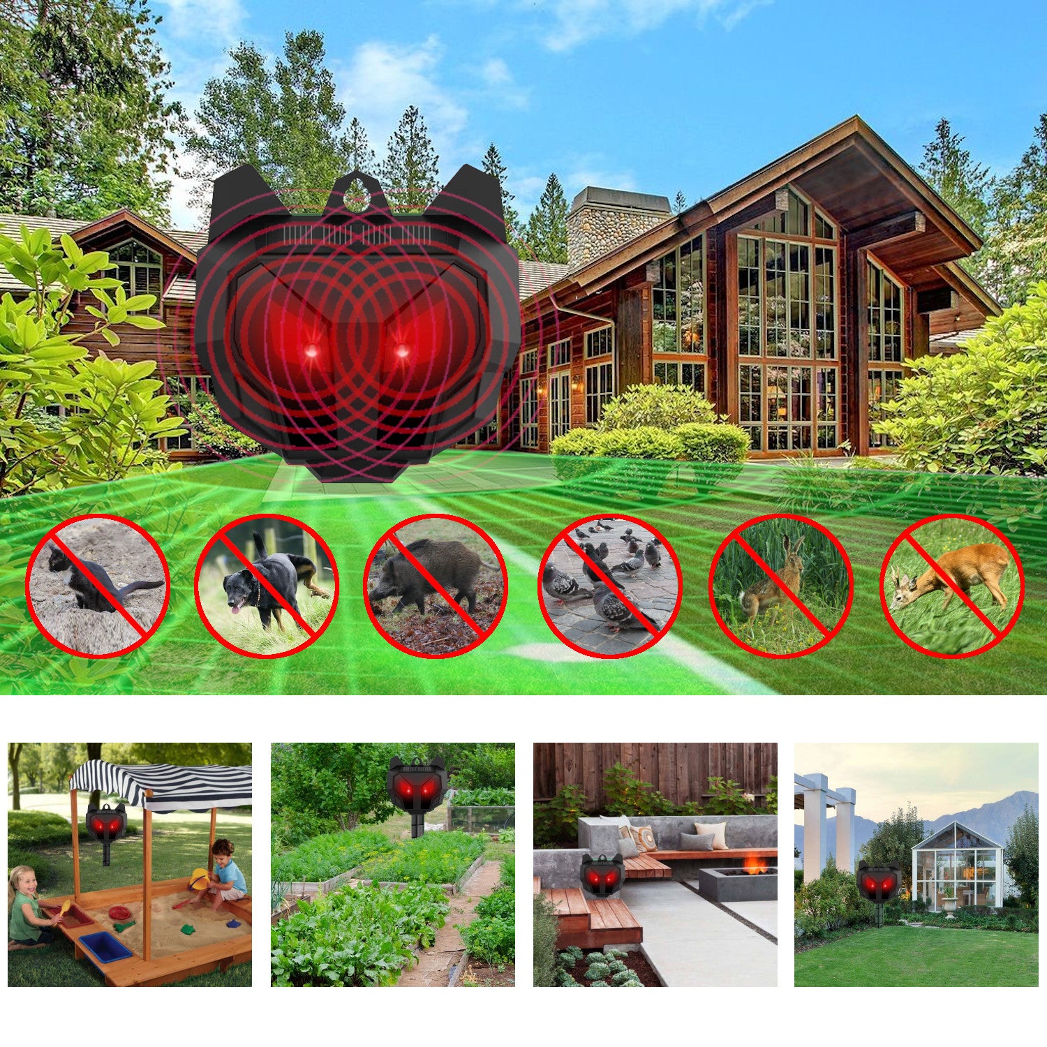 Animal REPELLENT CAT SAREN BIRDS WILD MICE 7in1 STRONG LIGHT Manufacturer code MOCNY I SKUTECZNY ODSTRASZACZ ZWIERZĄT 5w1