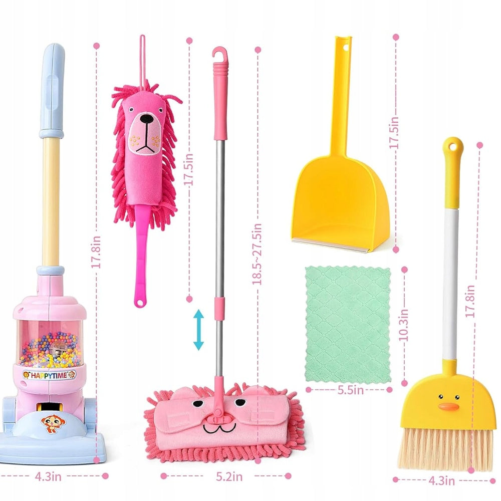 Animal Theme Cleaning Toy Set Vacuum Cleaner Mop For Kids Packaging status original