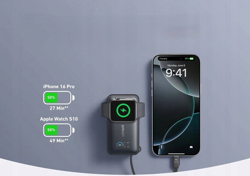 Anker MagGo 10,000mAh 35W Power Bank for Apple Watch, USB-C, Black Brand Anker