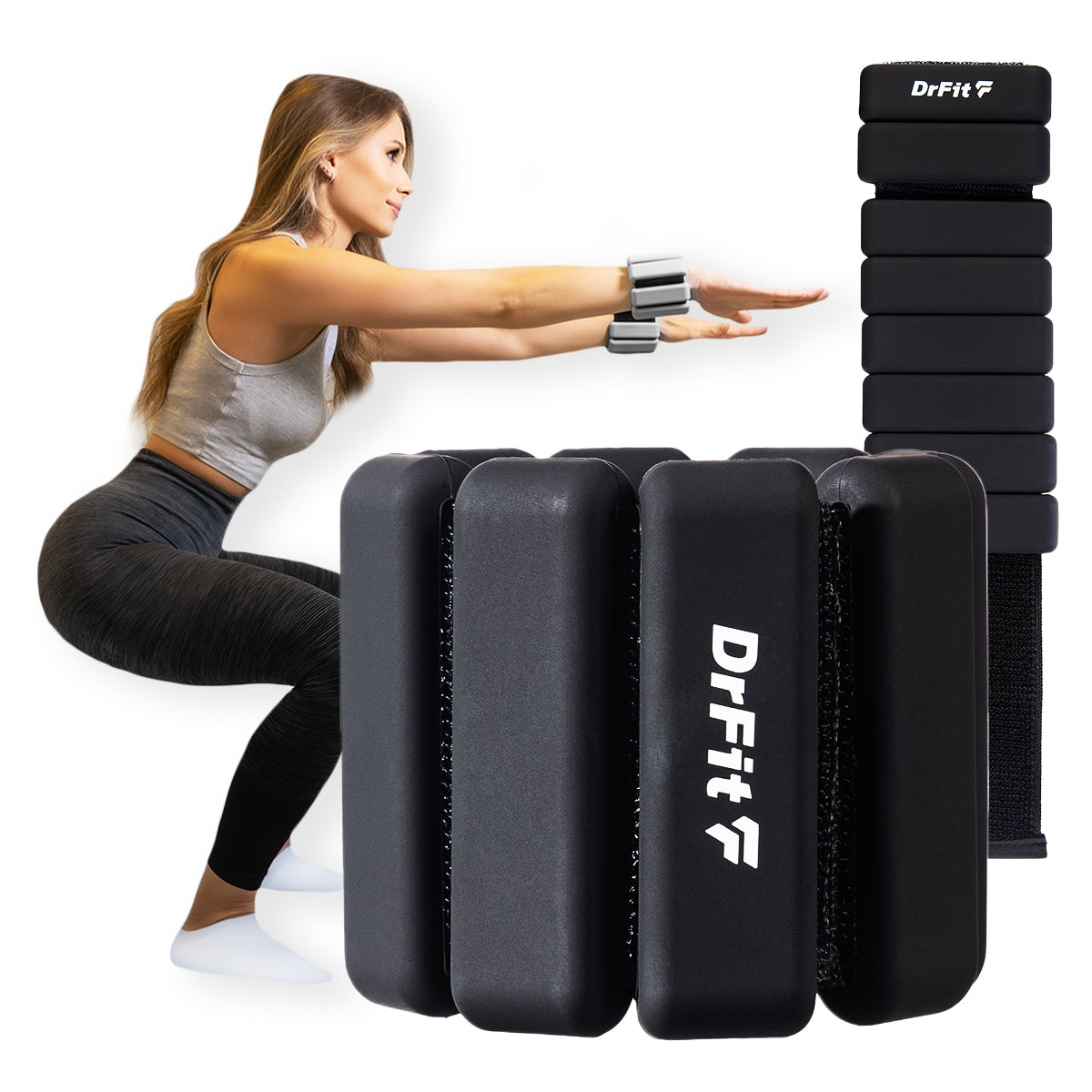 Ankle Weights Wrists for Exercise Adjustable 2x 0,45 kg Black