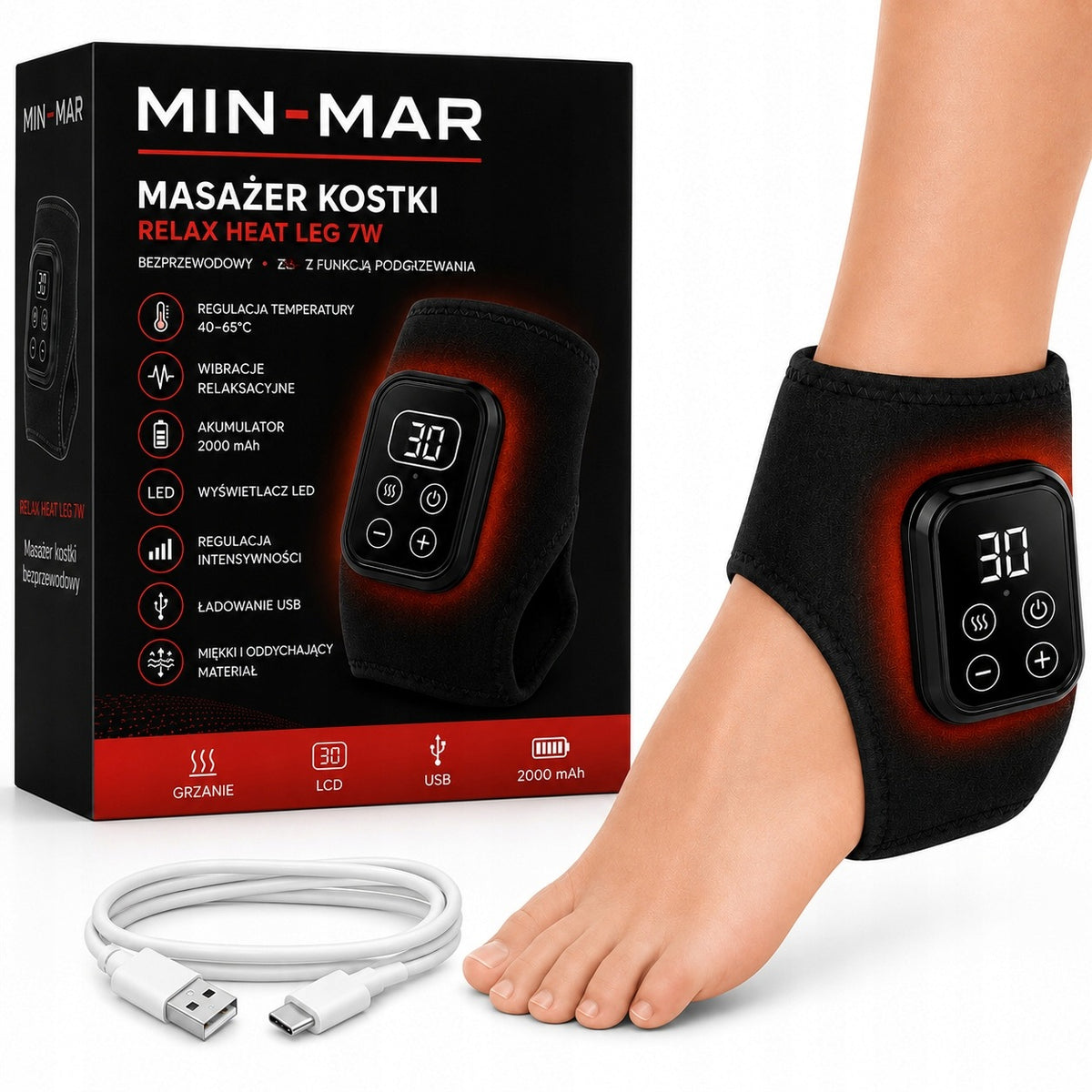 Ankle and Foot Massager Heating Vibrating Portable USB Charging