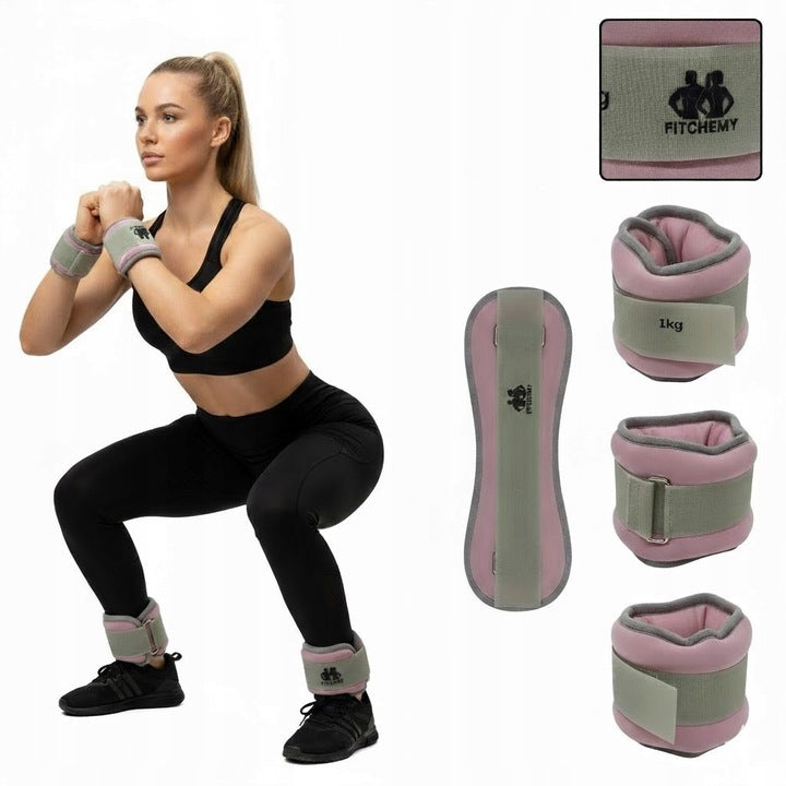 Ankle and Wrist Weights Set of 2kg (2x1kg) Velcro Closure
