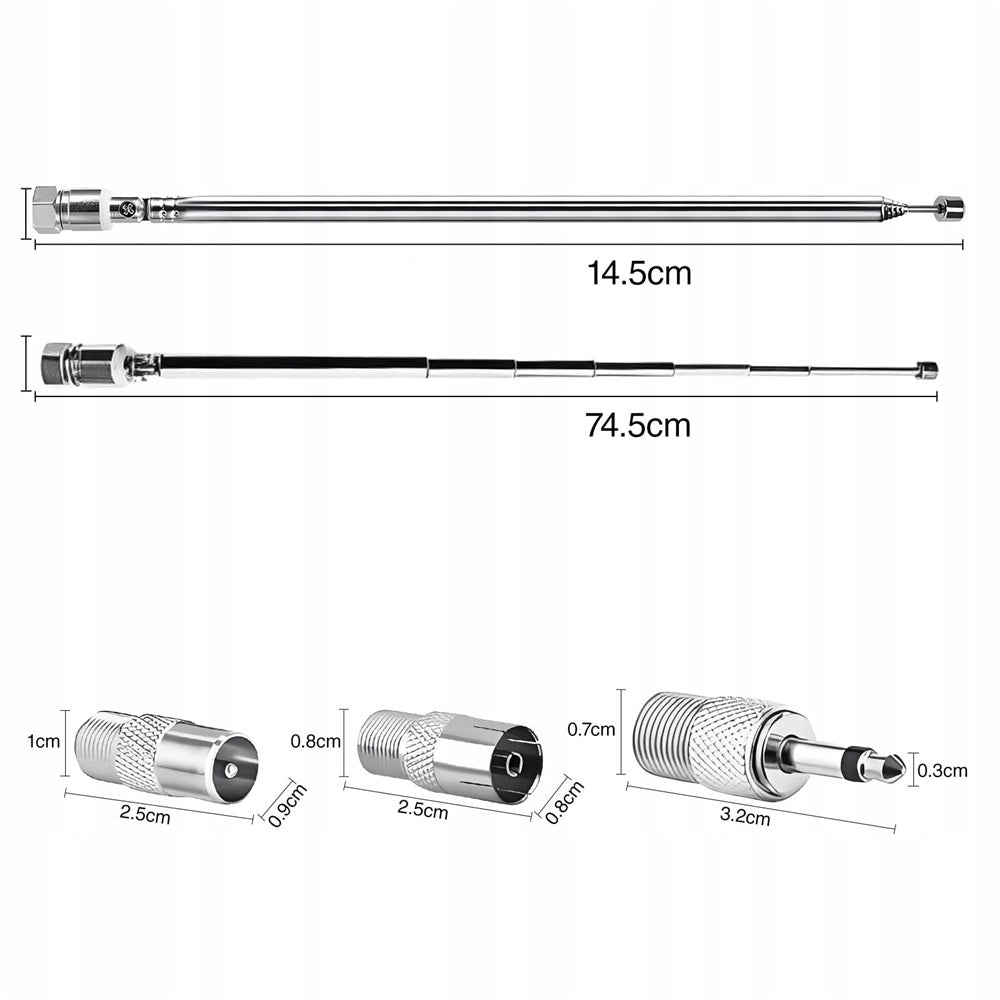 Antena radiowa FM, teleskopowa, odbiornik AV, do samochodu i domu Manufacturer code FM radio antenna