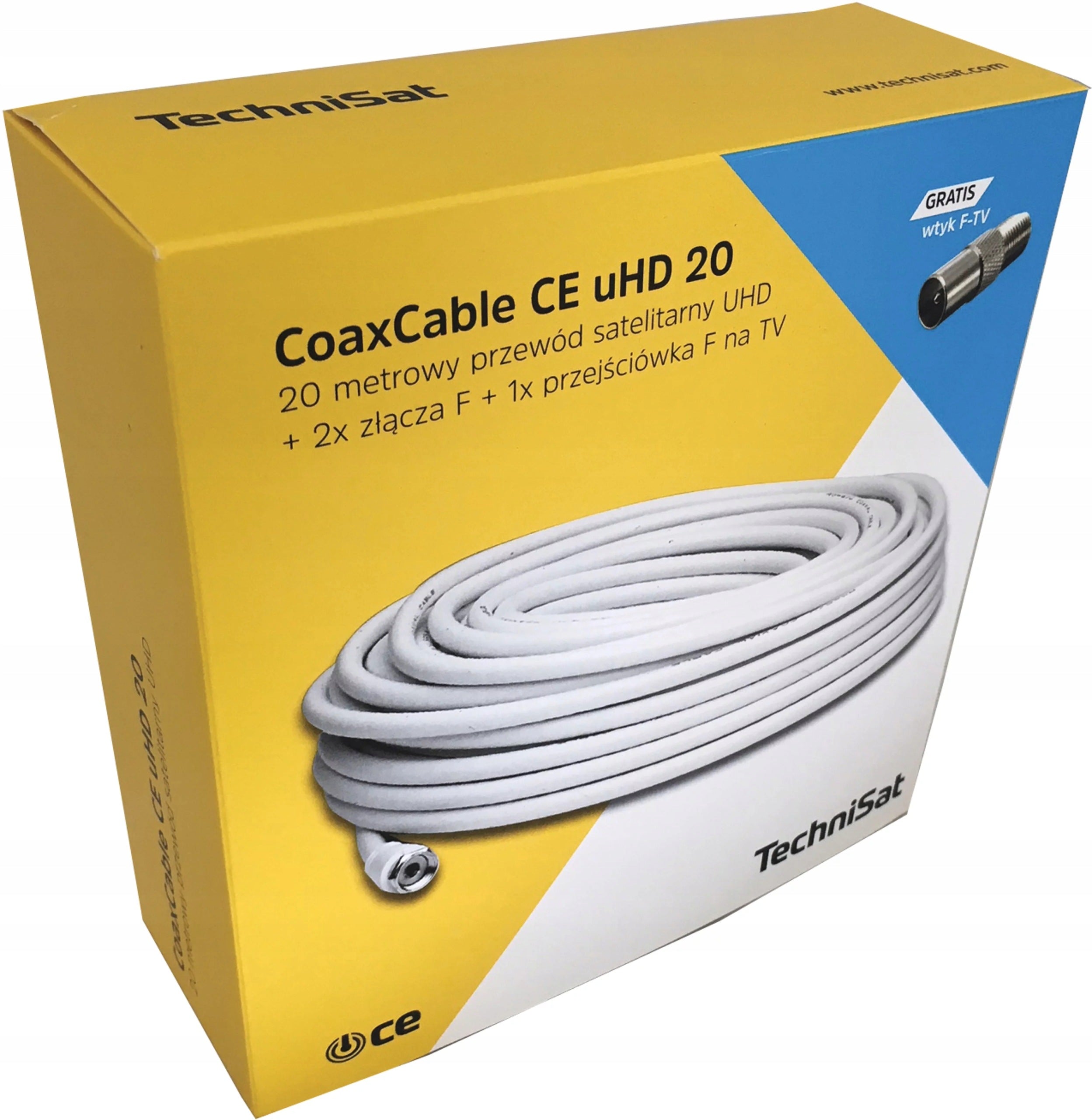 Antenna Cable Coax Cable 135dB TechniSat CE uHD 20m Grey 4K Packaging status original