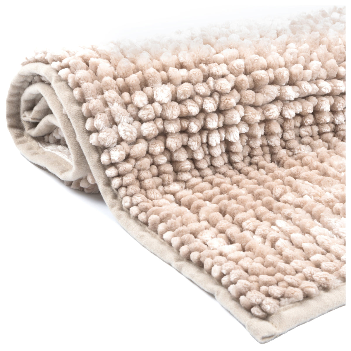 Anti-Slip Bathroom Rug Beige Fluffy Shaggy Chenille 50x80cm