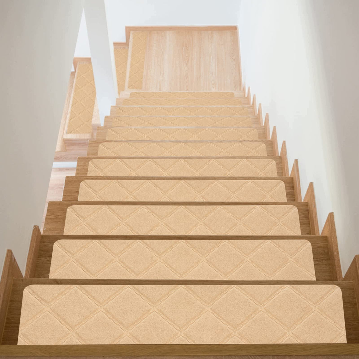Anti-Slip Stair Mat Set of 10 Pieces 20x70cm Beige Rug