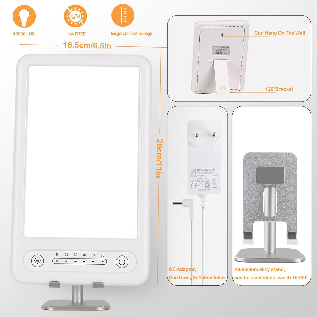 Anti-depressant lamp 10000lux Daylight anti-depressant white lamp Medical device no