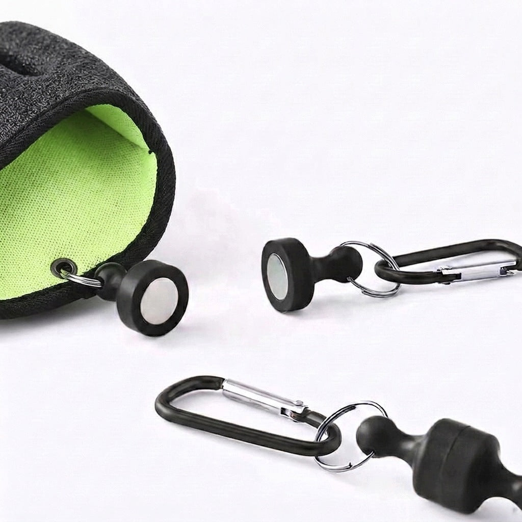 Anti-slip fishing gloves with magnet and carabiner M green Packaging status original
