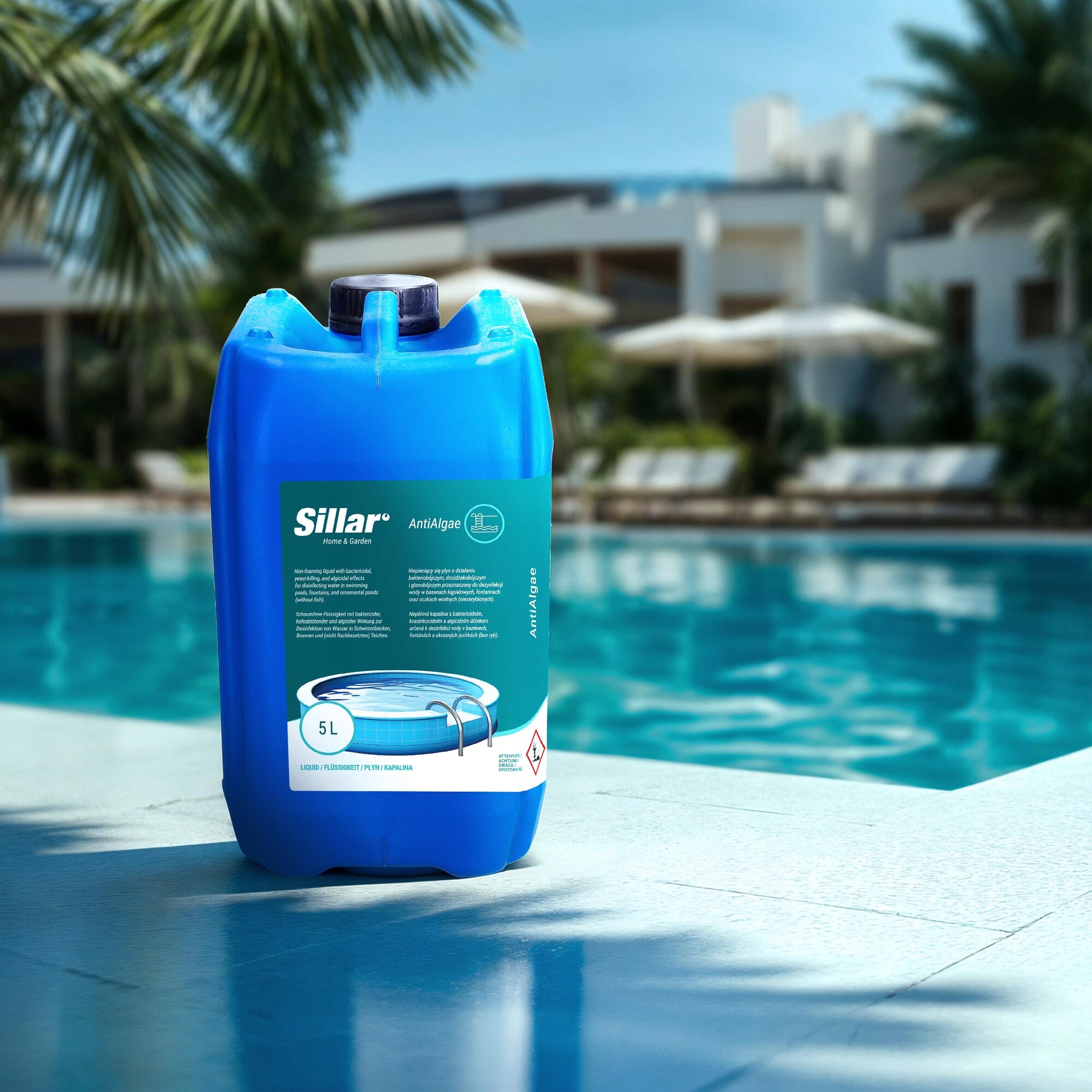 Antialgae strong remedy for algae in the pool jacuzzi spa chemistry for algae 5l Brand Sillar