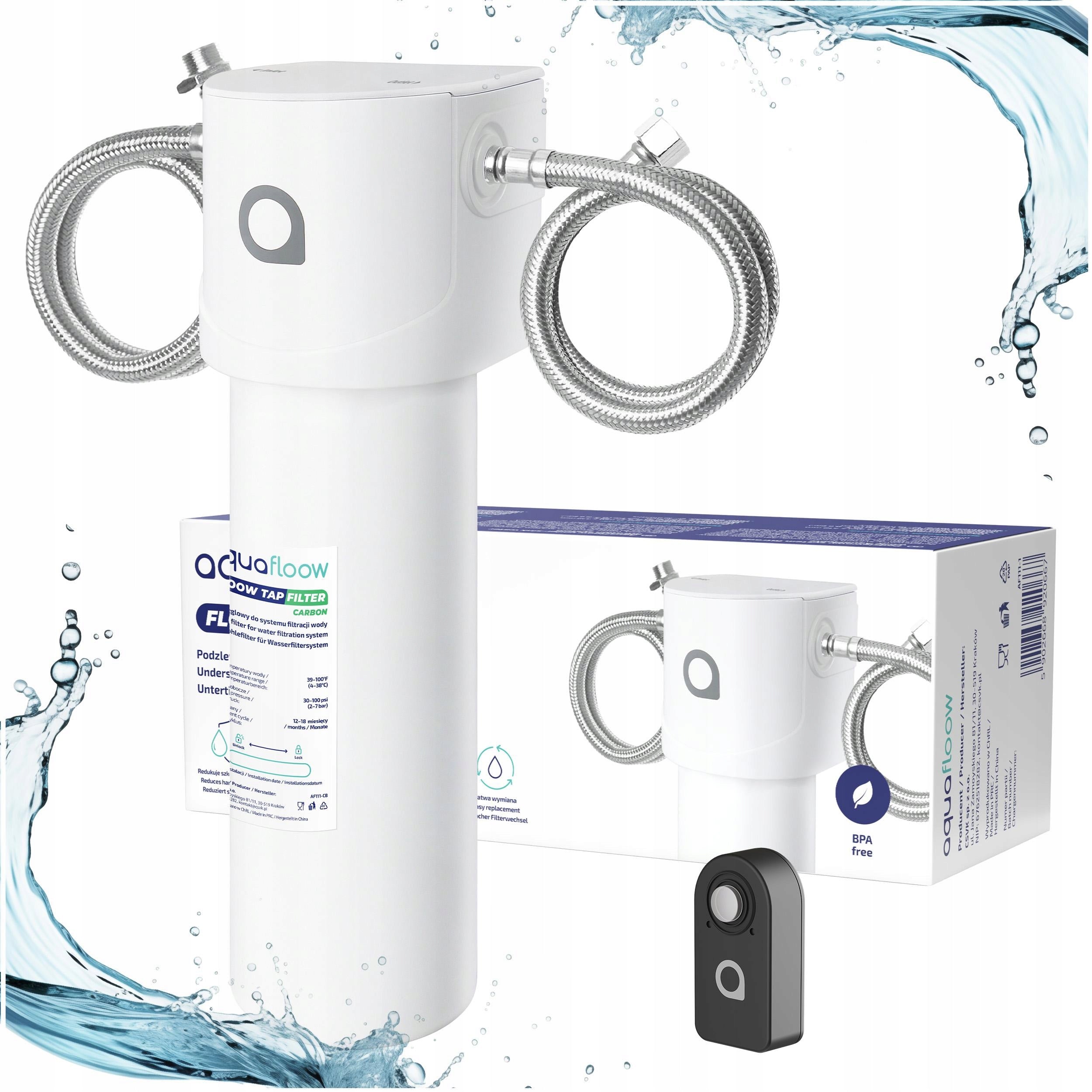 AquaFloow Sink Water Filter for Kitchen + Undersink Filter System