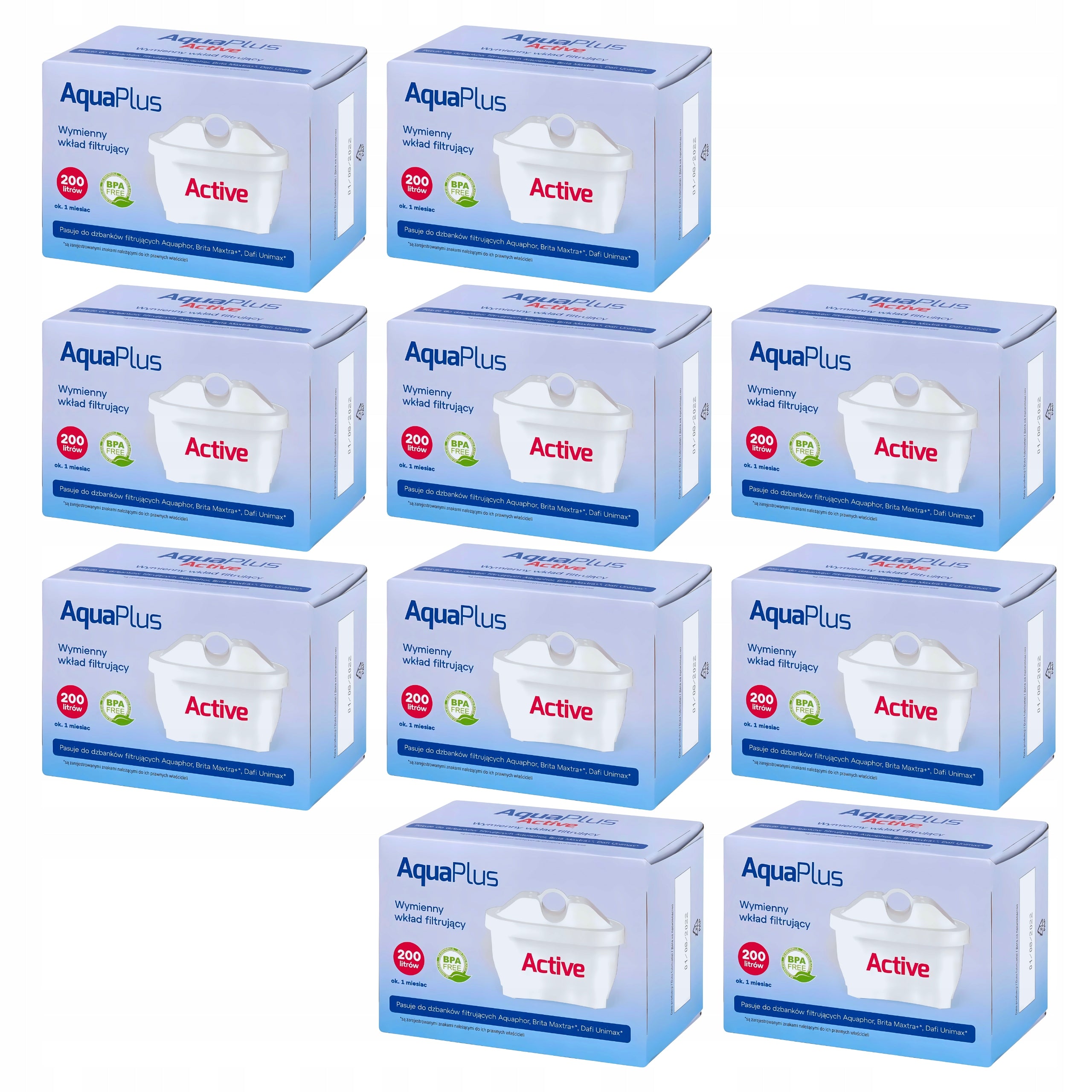 AquaPlus Active Water Filter Cartridges Filter for Pitcher x10