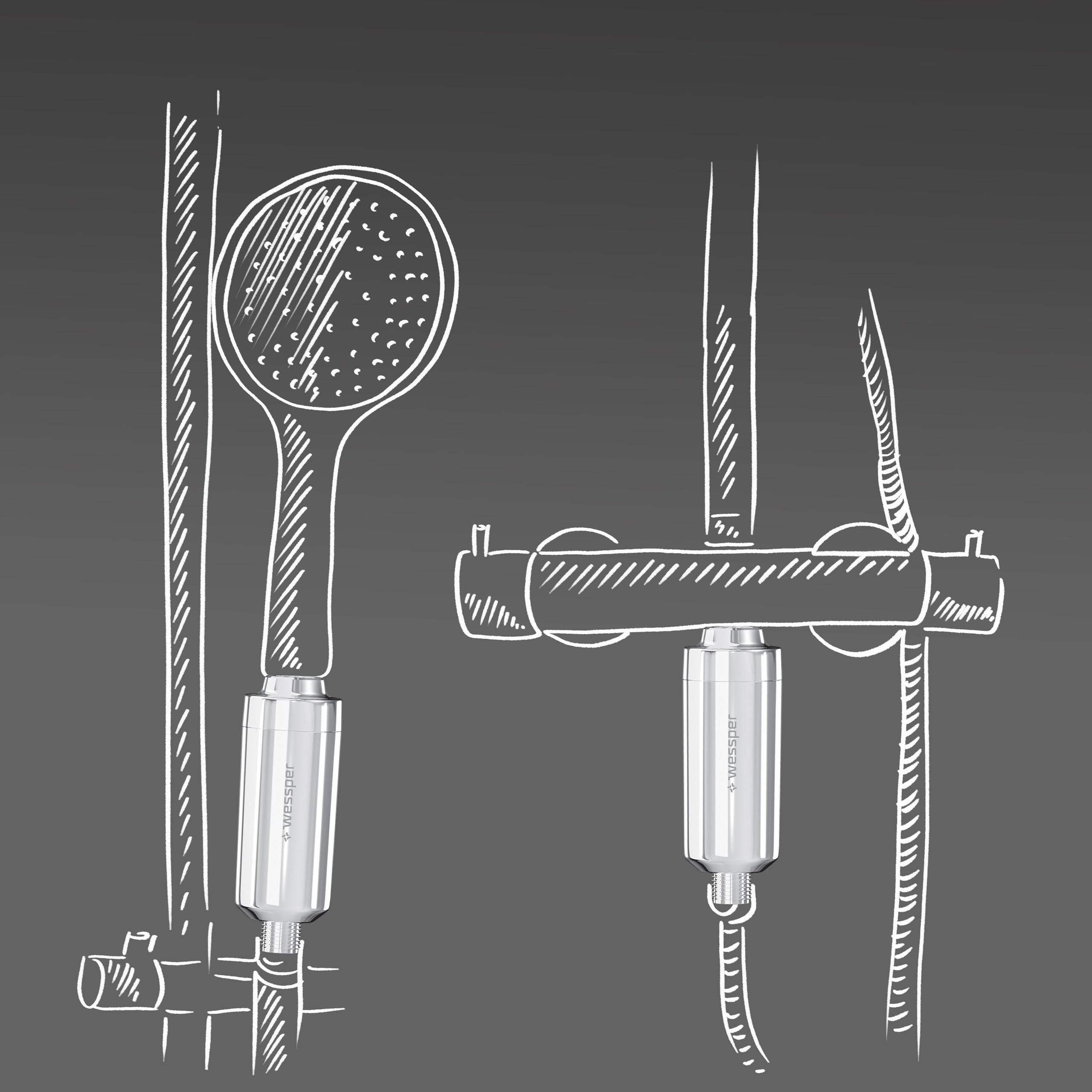 AquaShower Silver Shower Water Filter for 7500l KDF Shower Head Kind on-tap