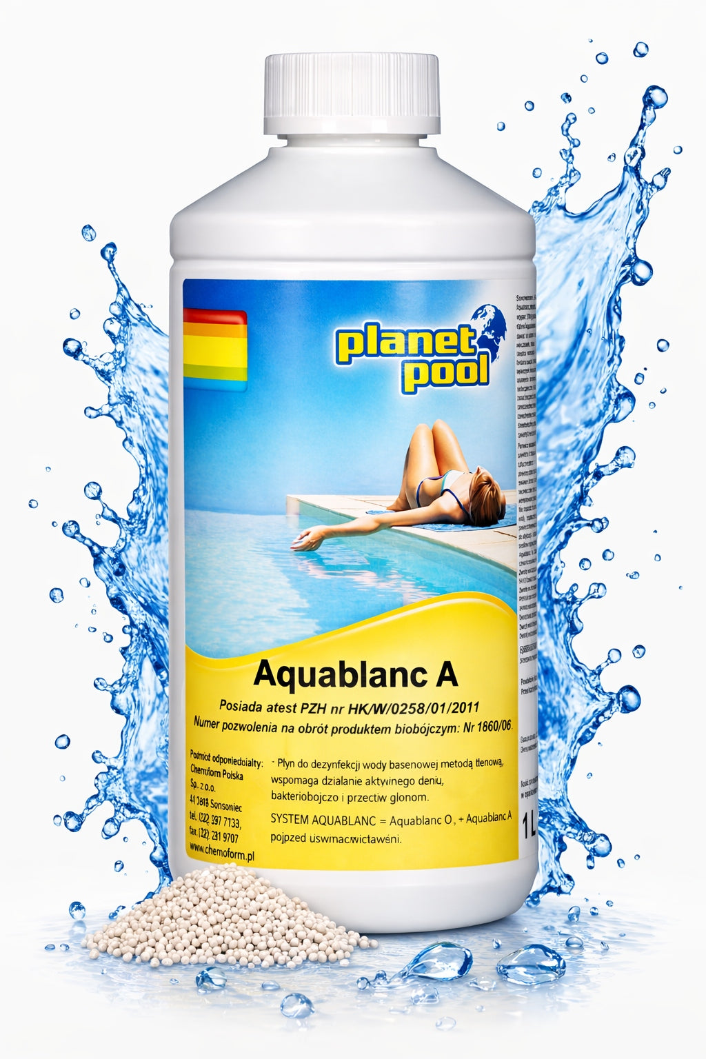 Aquablanc A ACTIVE OXYGEN Liquid WATER DISINFECTION Chlorine Free POOL CHEMISTRY Packaging status original
