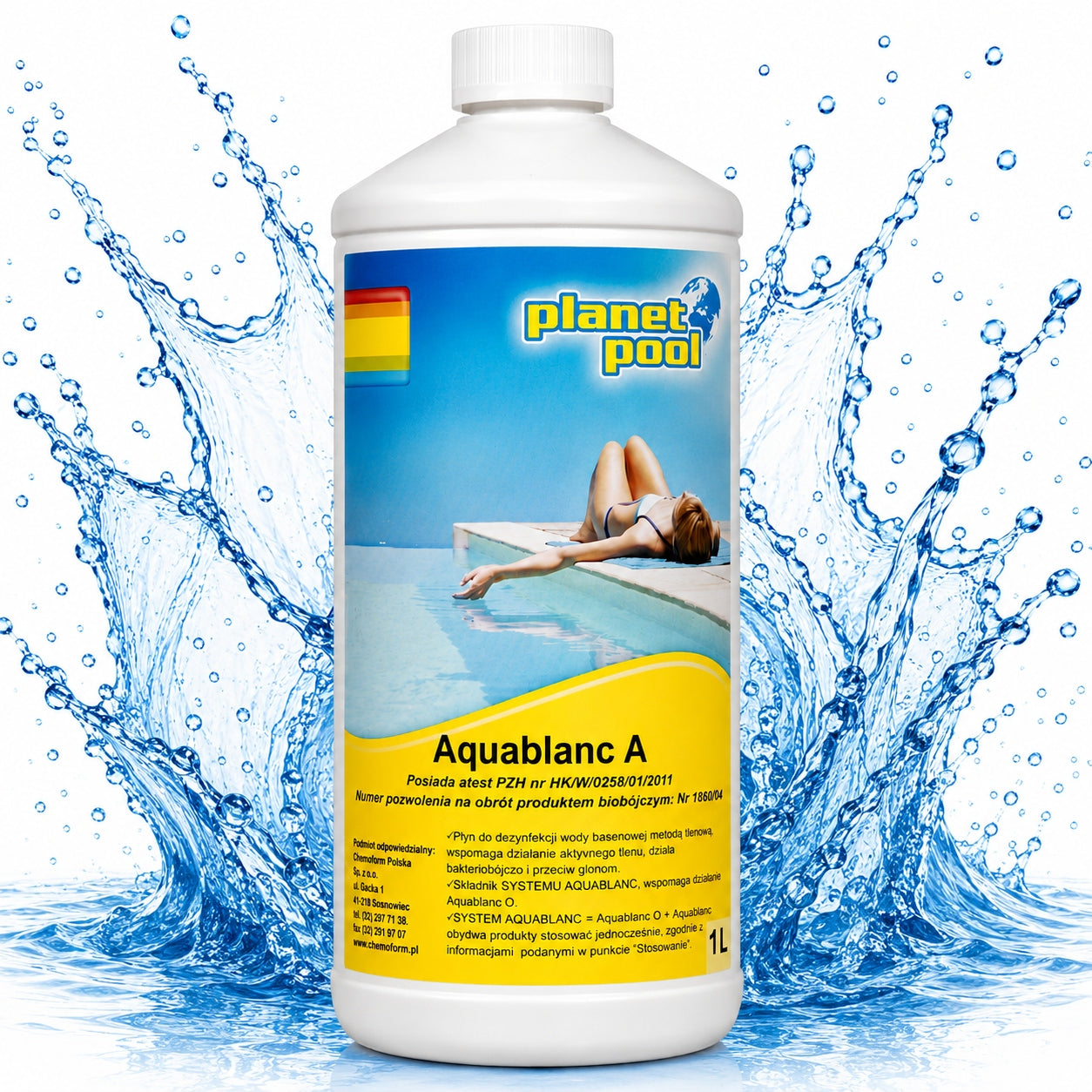 Aquablanc A ACTIVE OXYGEN Liquid WATER DISINFECTION Chlorine Free POOL CHEMISTRY