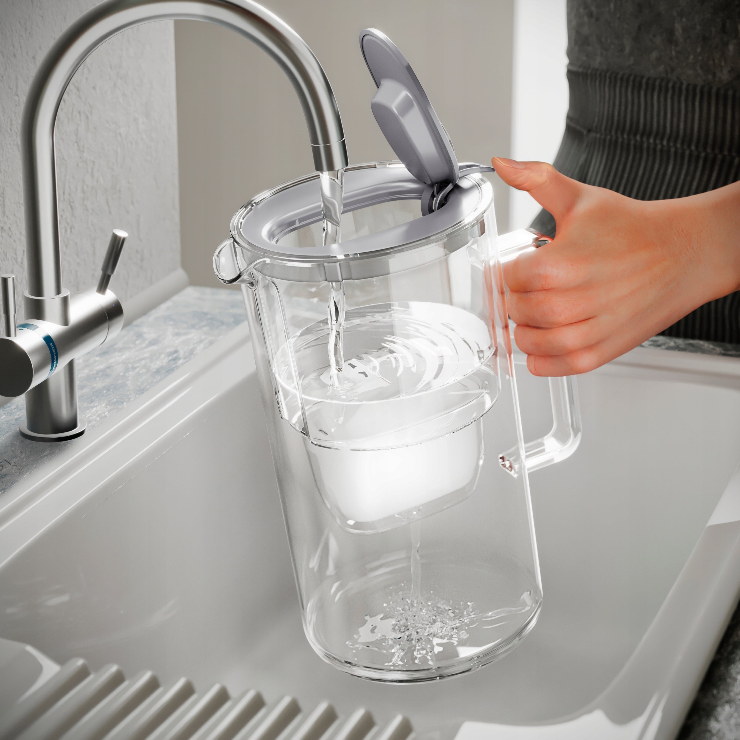 Aquaphor Glass 2,5l filter jug with Maxfor+ MG cartridge, grey Model Glass
