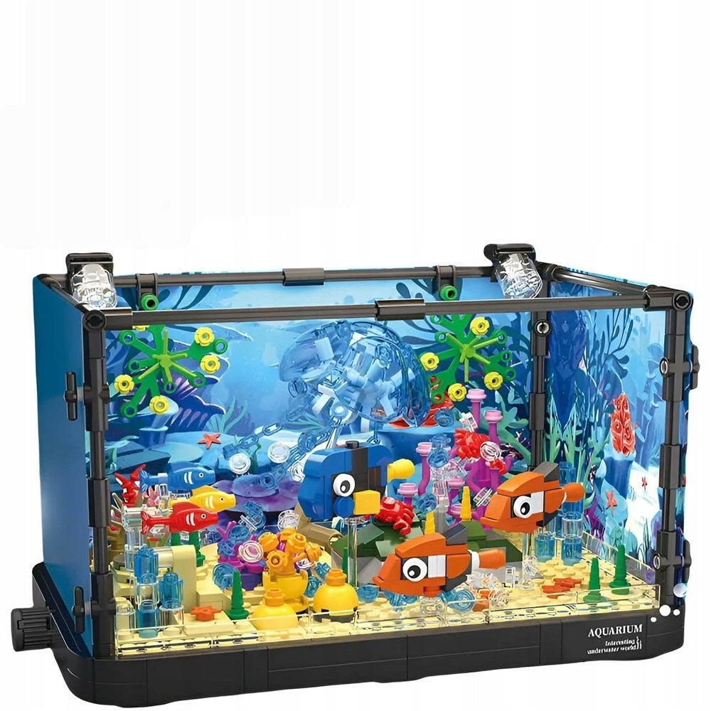 Aquarium with blocks movable jellyfish LED backlight 725 pcs gift mock-up Brand no brand