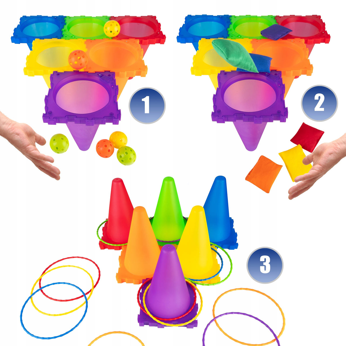 Arcade Game 3in1 Outdoor Pouches Hoops Cones – Movement Fun Packaging status original