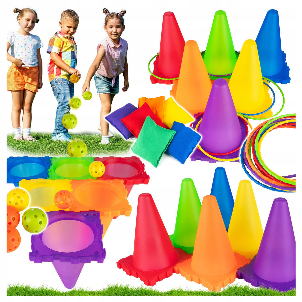 Arcade Game 3in1 Outdoor Pouches Hoops Cones – Movement Fun