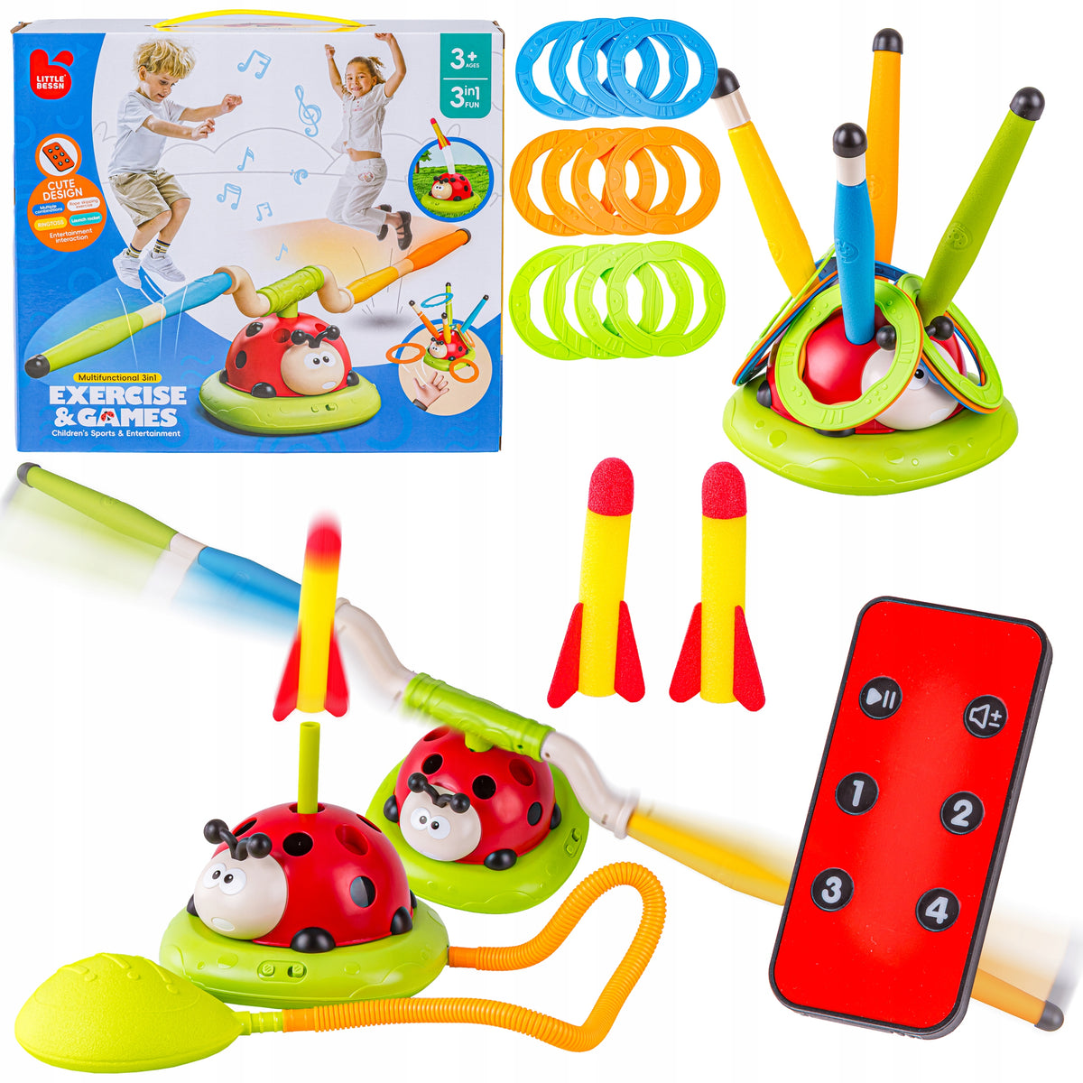 Arcade Game LADYBUG Rocket Launcher Ringo Jump Rope Throw to Target