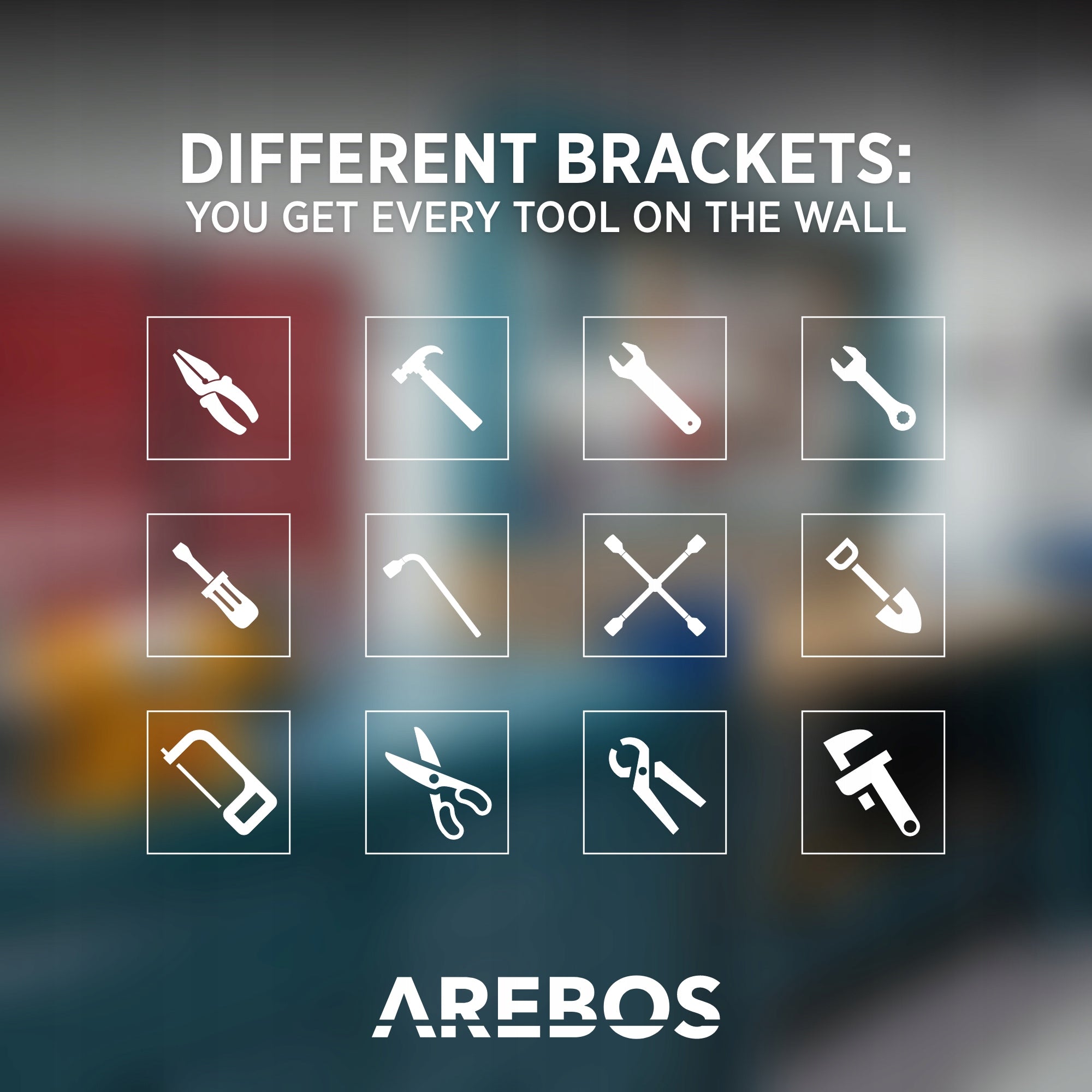 Arebos - Workshop Tool Wall | 17 pcs. | 117,6 x 59,5 x 2 cm | Blue Brand Arebos